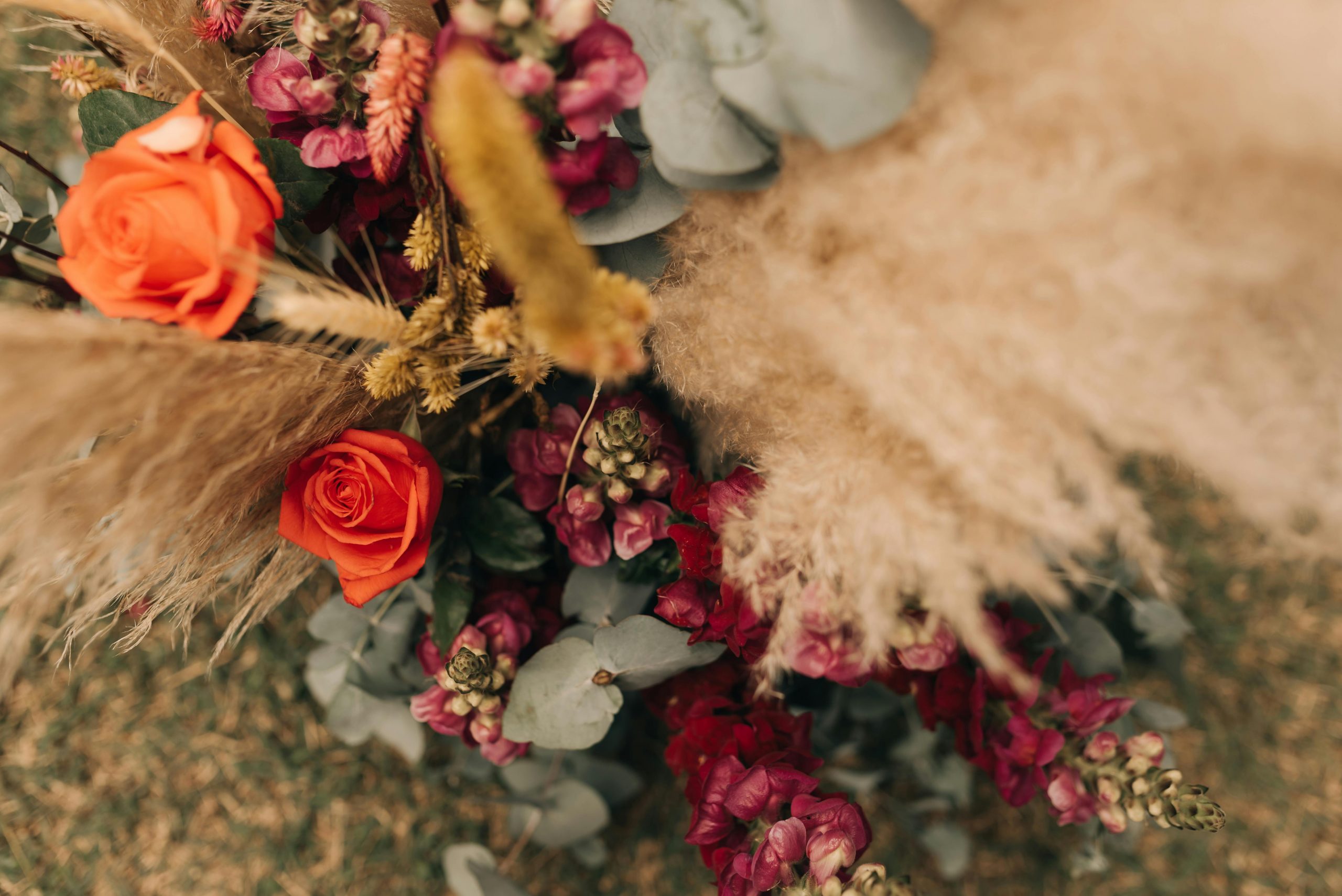 colorful floral bouquet with unique dried accents